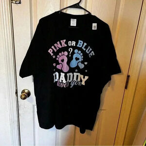Pink Or Blue Daddy Loves You Tee Gender Reveal T-Shirt Baby Announcement Tee 2XL